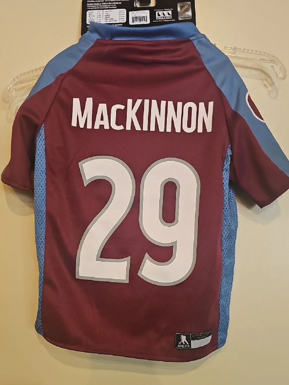 NHL Colorado Avalanche Dog Jersey - Burgundy & Light Blue Nathan MacKinnon Size